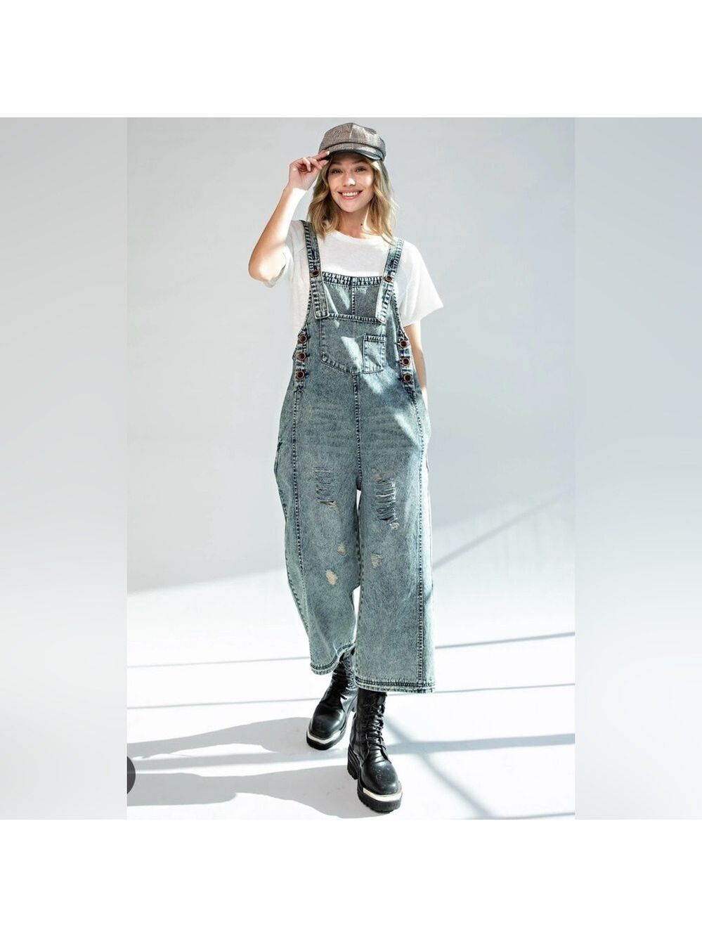 EASEL High Hopes Oversized Baggy Blue Jean Overalls